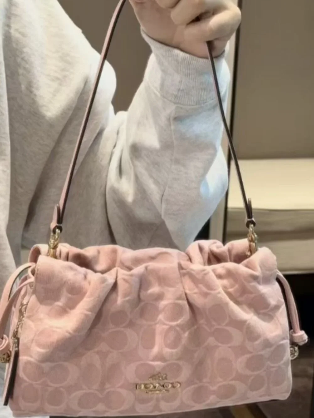 Pink Canvas Shoulder Bag Cute Crossbody Purse
